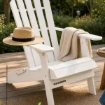 Adirondack Katlanır Bahçe Sandalyesi Beyaz Ahşap, 6. görünüm