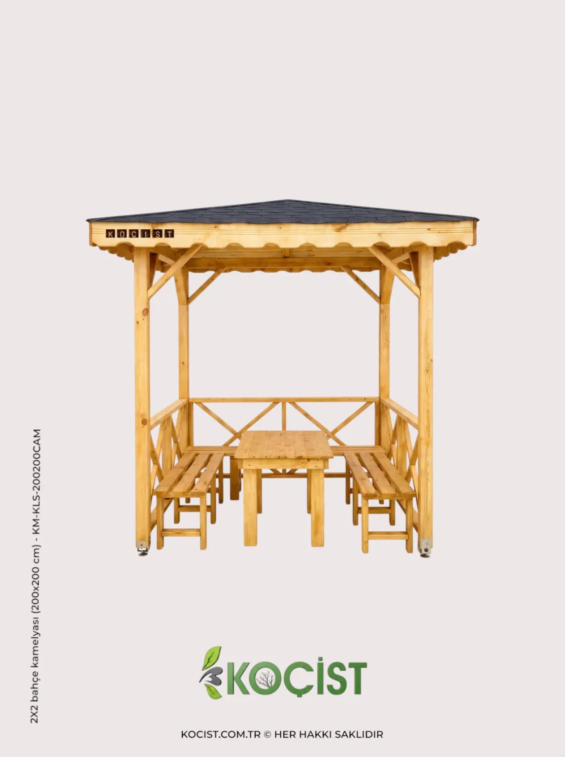 Ahşap Bahçe Kamelyası 2x2 m Çam Rengi | 200x200 cm, bahçede kullanım