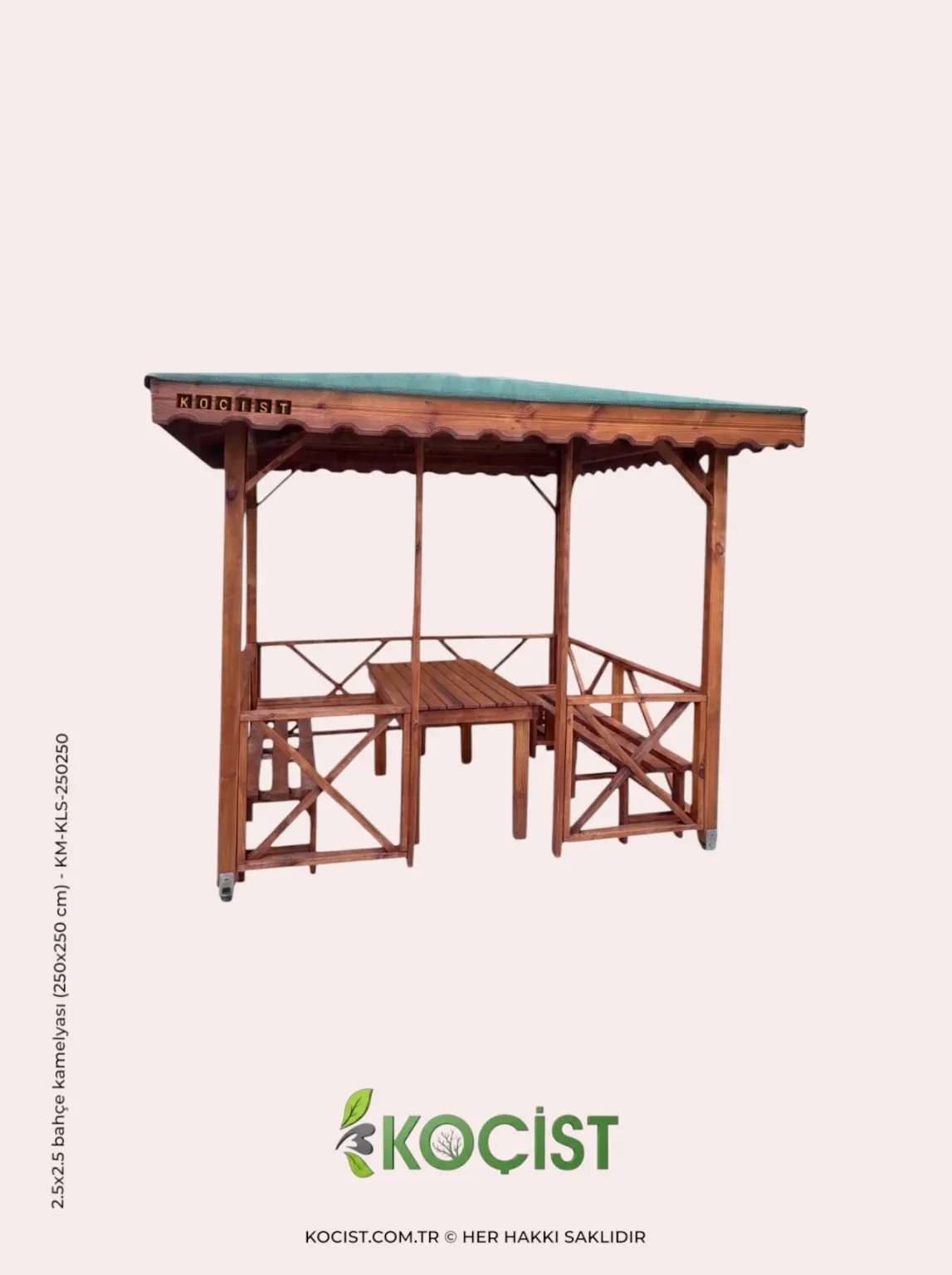 Ahşap Bahçe Kamelyası 3x3 m Teak | 300x300 cm Çatı, bahçede kullanım