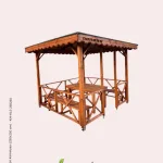 Ahşap Bahçe Kamelyası 3x3 m Teak | 300x300 cm Çatı, bahçede kullanım