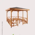 Ahşap Bahçe Kamelyası 3x3 m Teak | Zemin 350x350 cm, bahçede kullanım