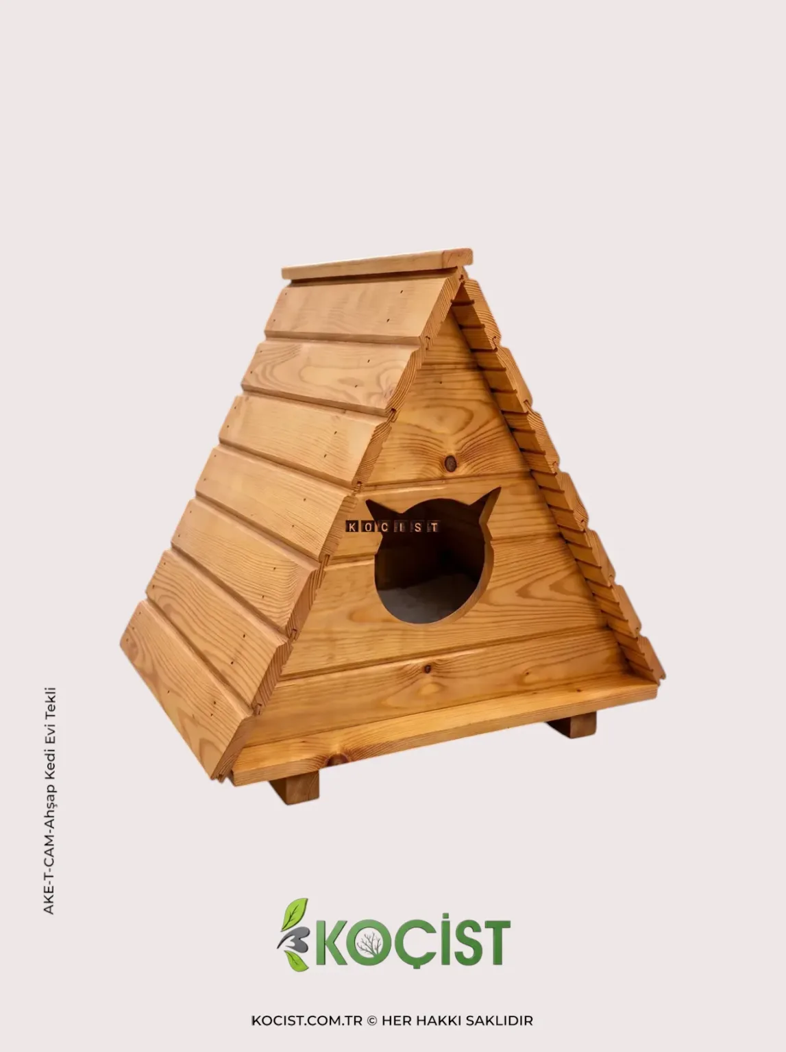 Ahşap Kedi Evi Tekli – Çam, 4. görünüm