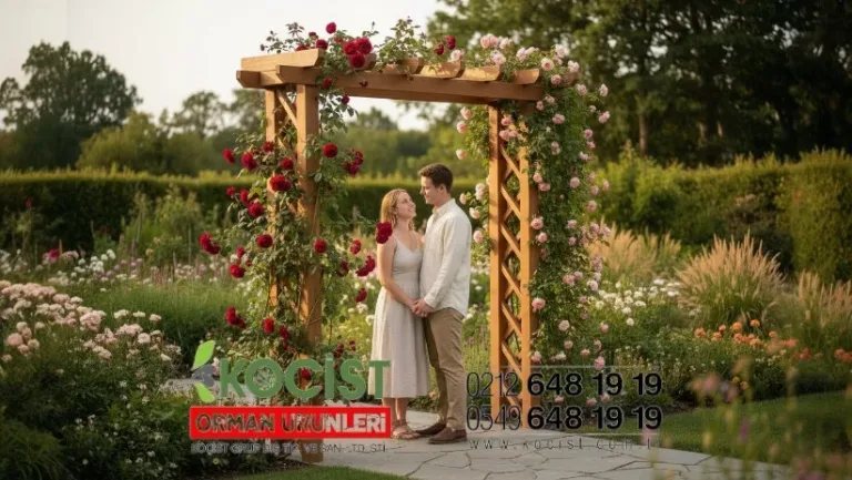 Ahşap Pergola Giriş Kapısı Geniş – ön görünüm | Koçist