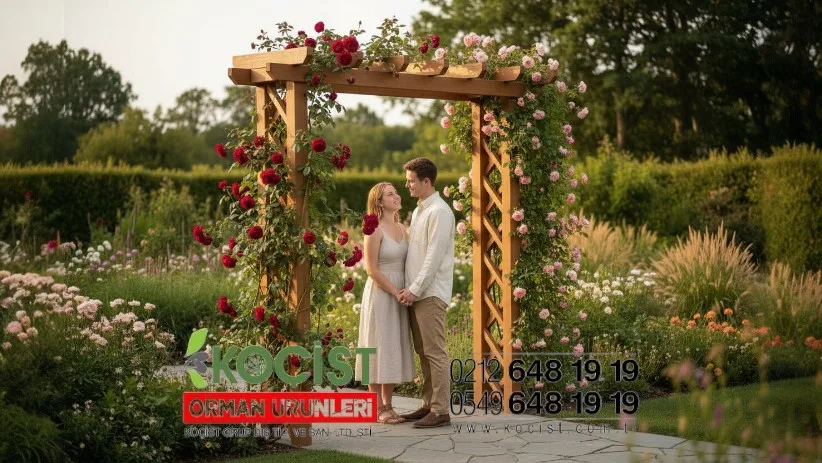 Ahşap Pergola Giriş Kapısı Geniş – ön görünüm | Koçist