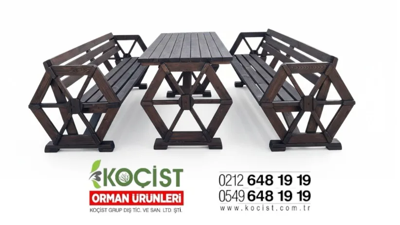 Dekoratif Ahşap Oturma Grubu 8 Kişilik – ön görünüm | Koçist