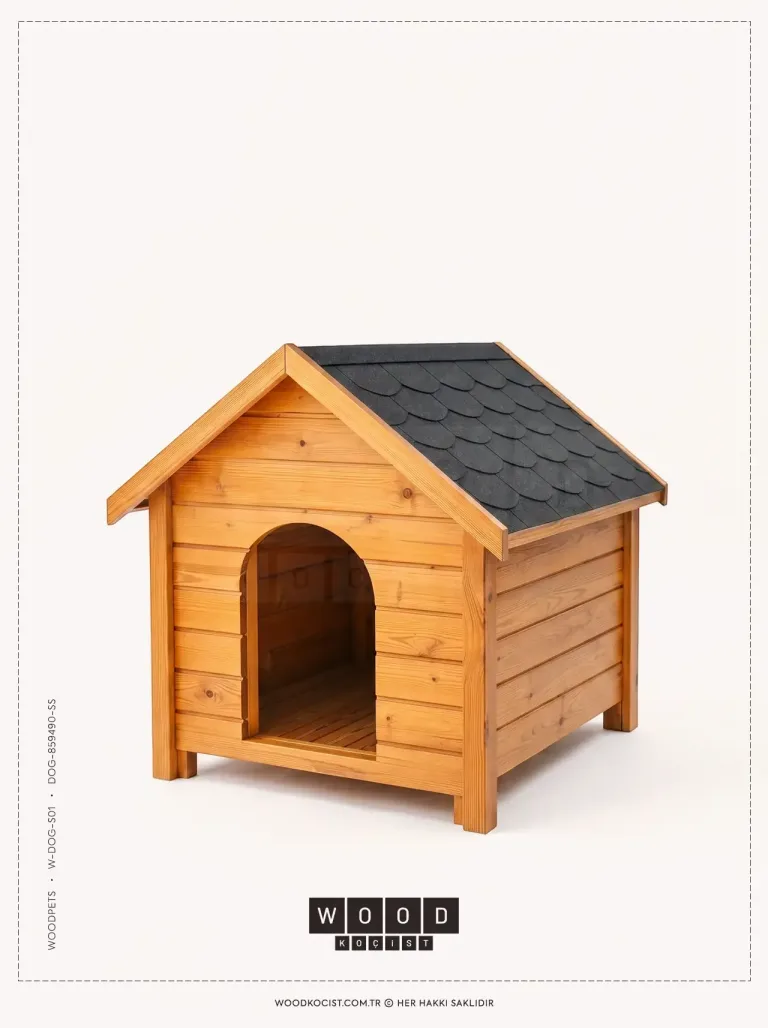 DOG-S01 Klasik Seri, Küçük Boy Ahşap Köpek Kulübesi – ön görünüm | Koçist