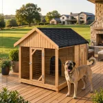 DOG-V05 Verandalı Telli Bölmeli Ahşap Köpek Kulübesi – detay görünüm (4) | Koçist