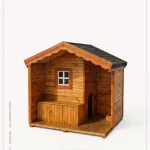 DOG-V06 Verandalı, Odalı, Pencereli, Premium Ahşap Köpek Kulübesi – ön görünüm | Koçist