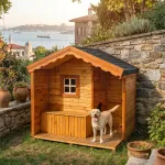 DOG-V06 Verandalı, Odalı, Pencereli, Premium Ahşap Köpek Kulübesi – detay görünüm (4) | Koçist