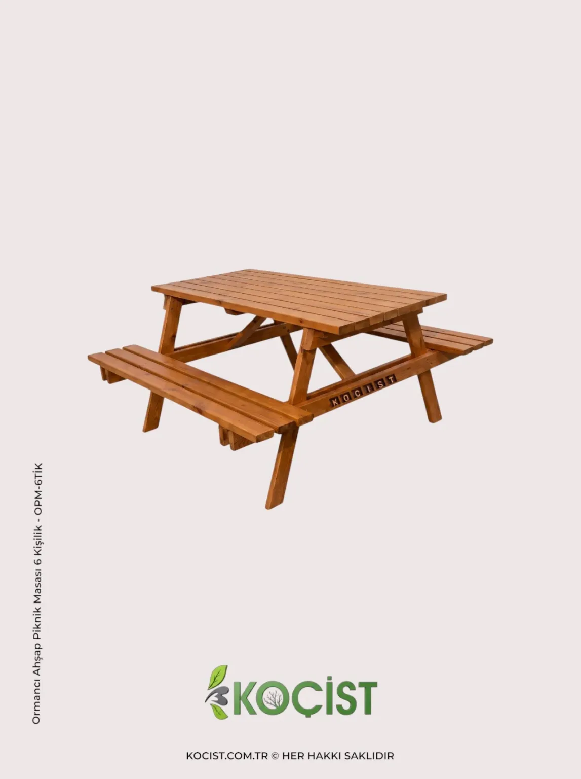 Ormancı ahşap piknik masası 6 kişilik teak rengi