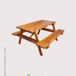 Teak rengi 8 kişilik ahşap mesire alanı masası