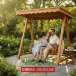 Ahşap Salıncak 2 Kişilik Oval Gölgelikli Desenli – detay görünüm (4) | Koçist